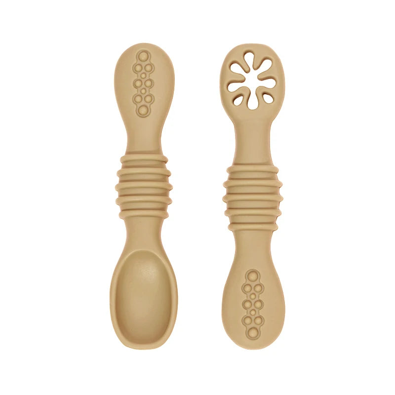 Baby Silicone Grinding Training Spoon Feeding Complementary Food Rice Paste Double Headed Soft Spoon Sticky Licking Rod