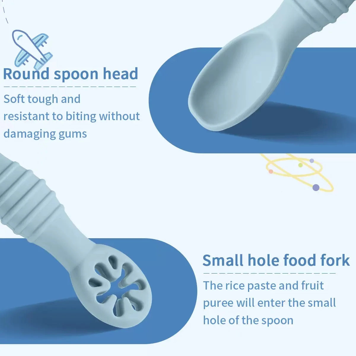 Baby Silicone Grinding Training Spoon Feeding Complementary Food Rice Paste Double Headed Soft Spoon Sticky Licking Rod