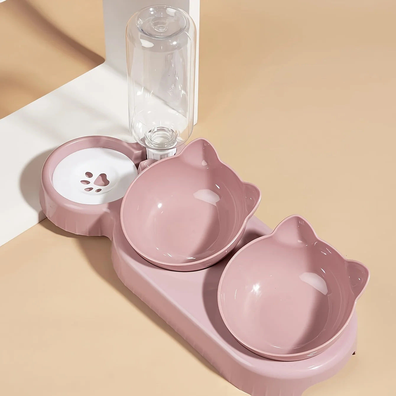 Elevated Cat Bowl Set with Gravity Water Dispenser – 3-in-1 Feeding Station