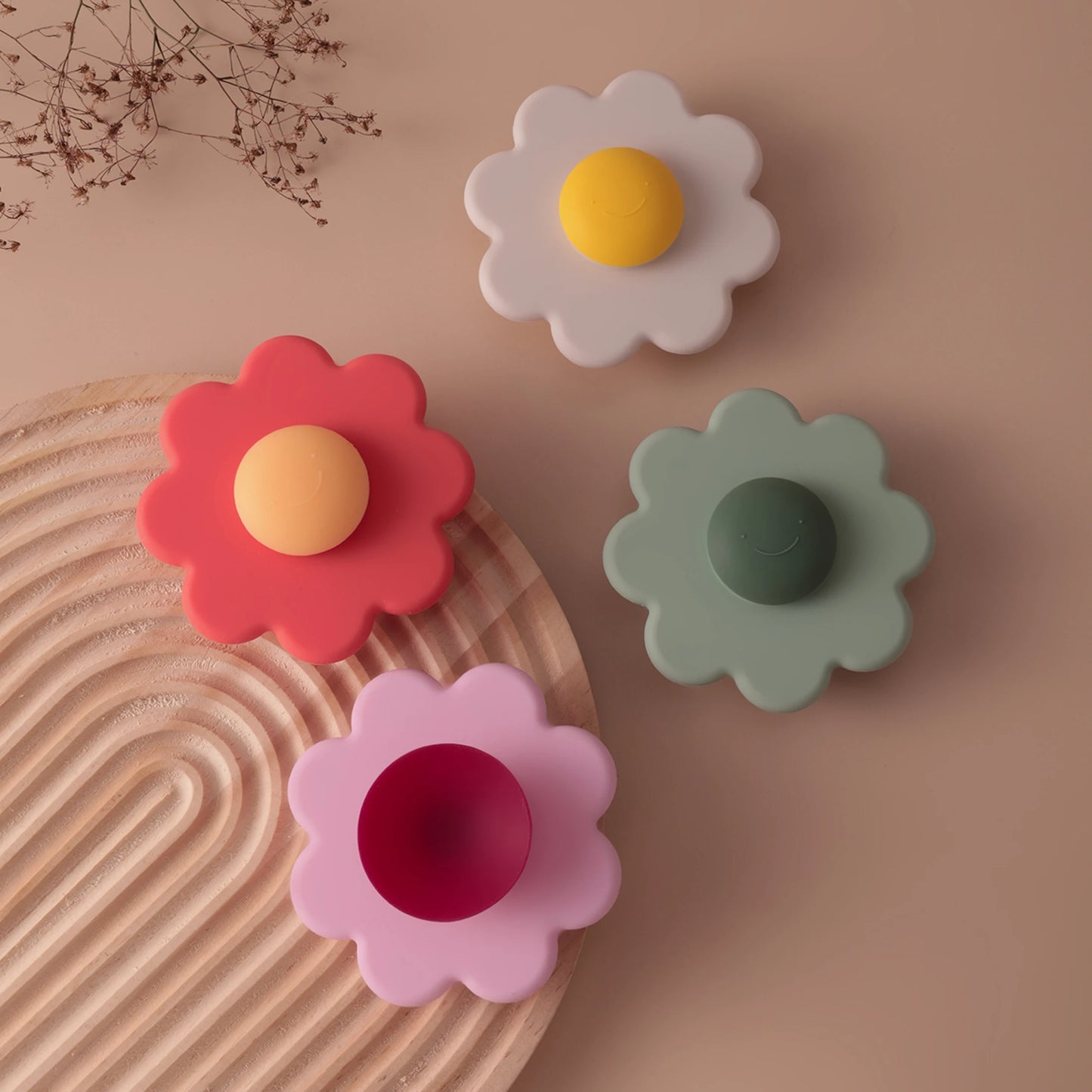 Silicone Flower Baby Teether & Sensory Suction Toy