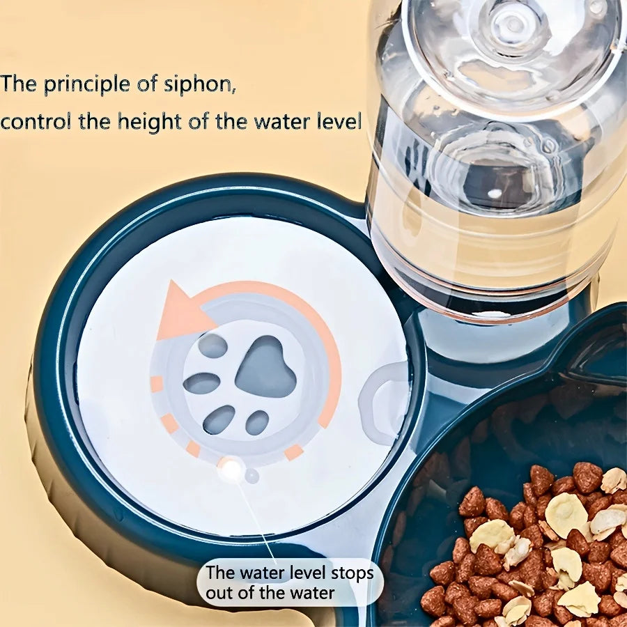 Elevated Cat Bowl Set with Gravity Water Dispenser – 3-in-1 Feeding Station