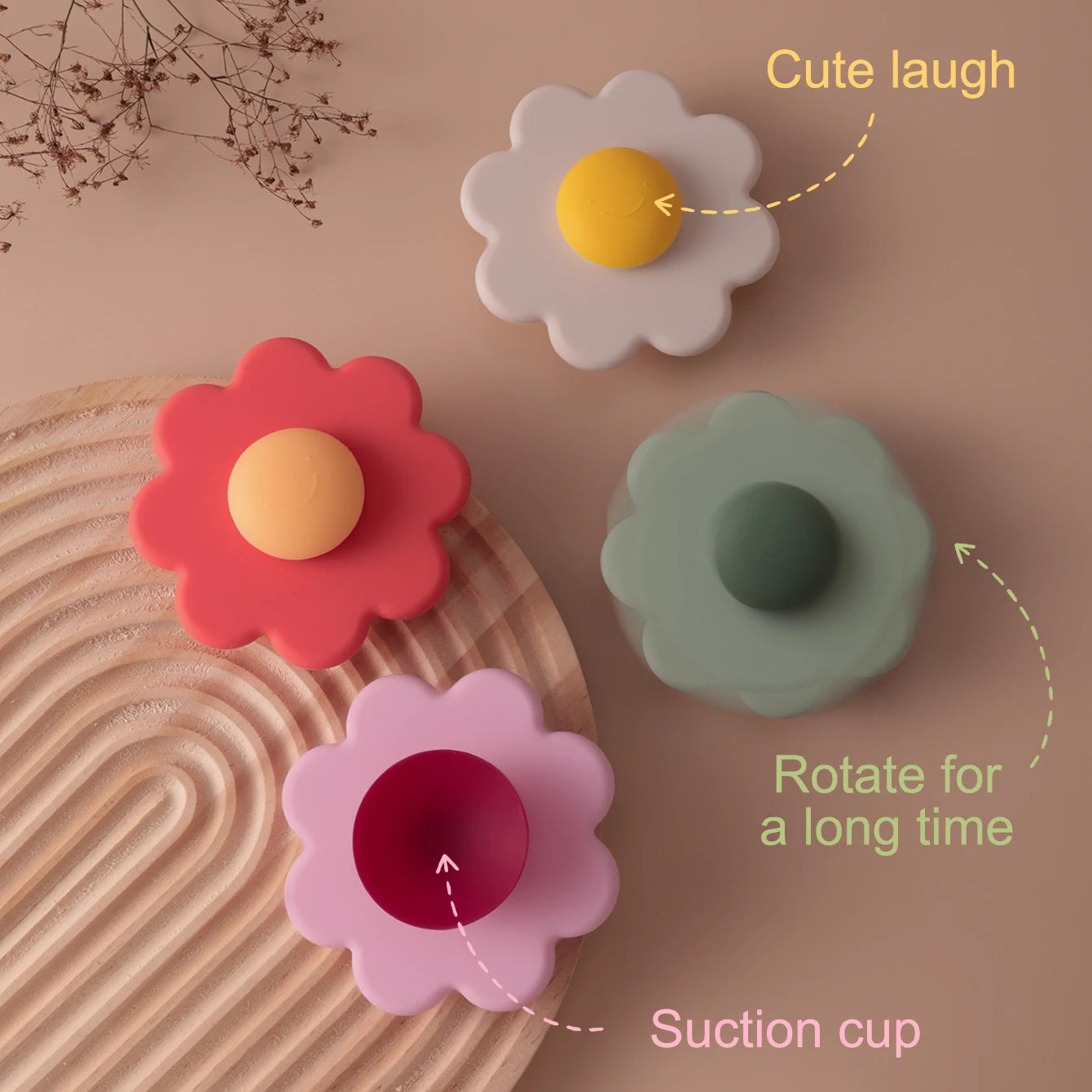 Silicone Flower Baby Teether & Sensory Suction Toy