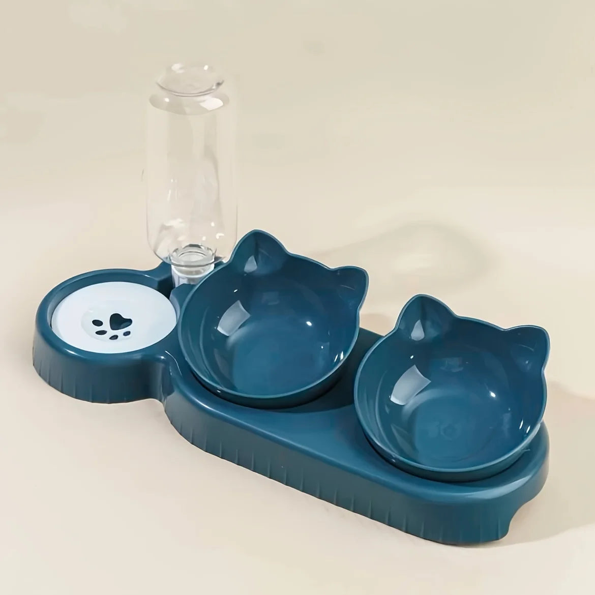 Elevated Cat Bowl Set with Gravity Water Dispenser – 3-in-1 Feeding Station