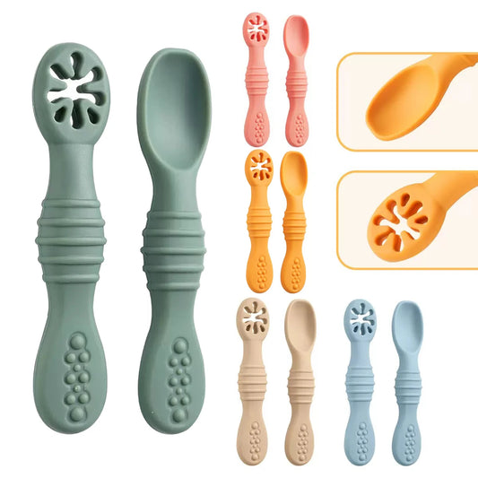Baby Silicone Grinding Training Spoon Feeding Complementary Food Rice Paste Double Headed Soft Spoon Sticky Licking Rod