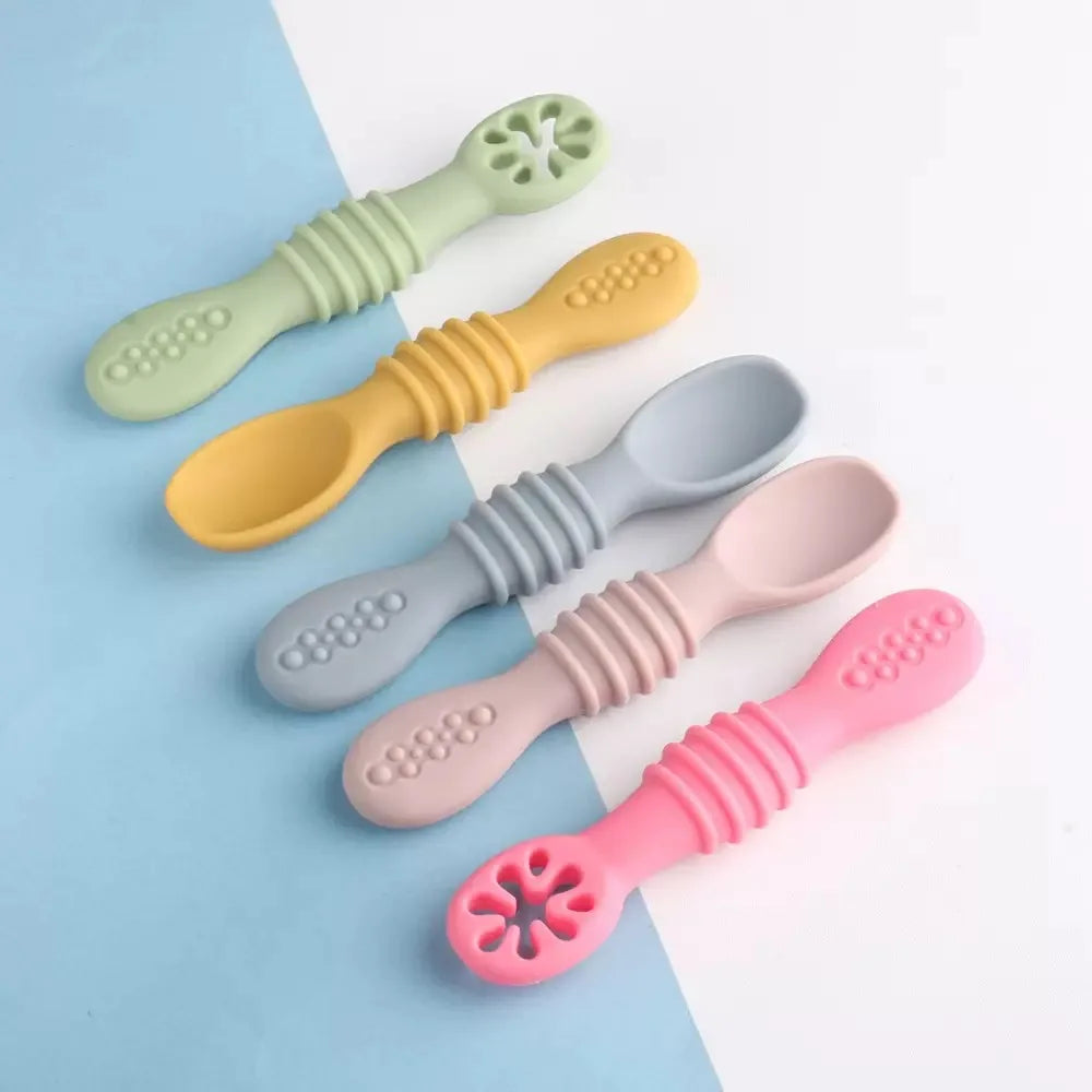 Baby Silicone Grinding Training Spoon Feeding Complementary Food Rice Paste Double Headed Soft Spoon Sticky Licking Rod
