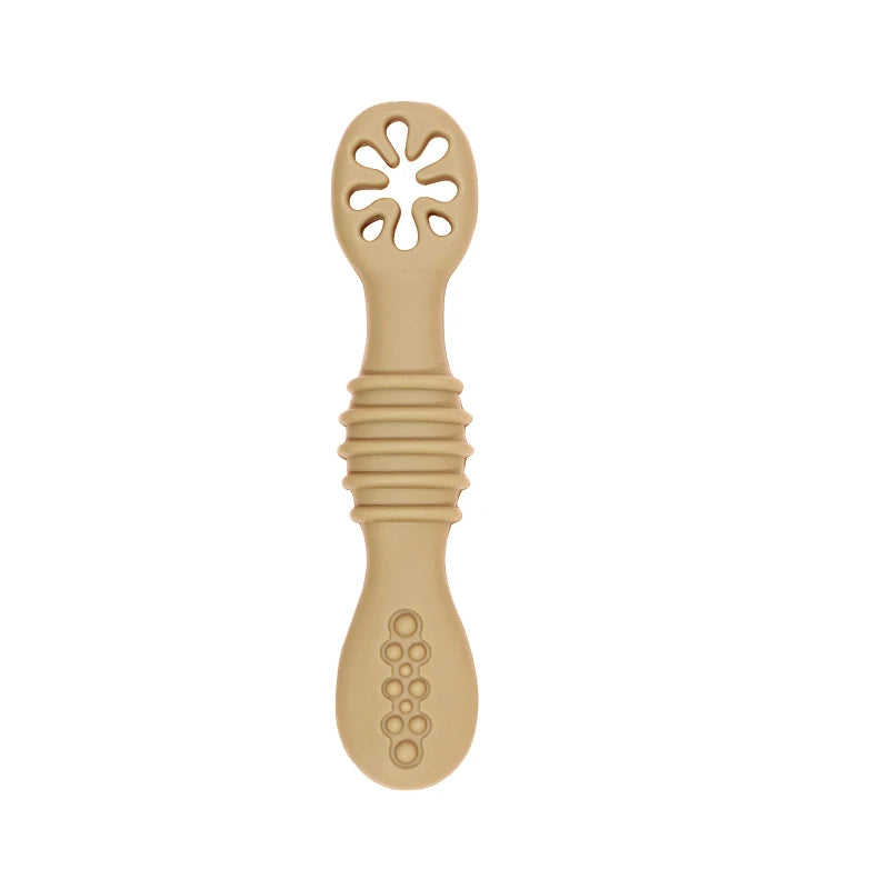 Baby Silicone Grinding Training Spoon Feeding Complementary Food Rice Paste Double Headed Soft Spoon Sticky Licking Rod