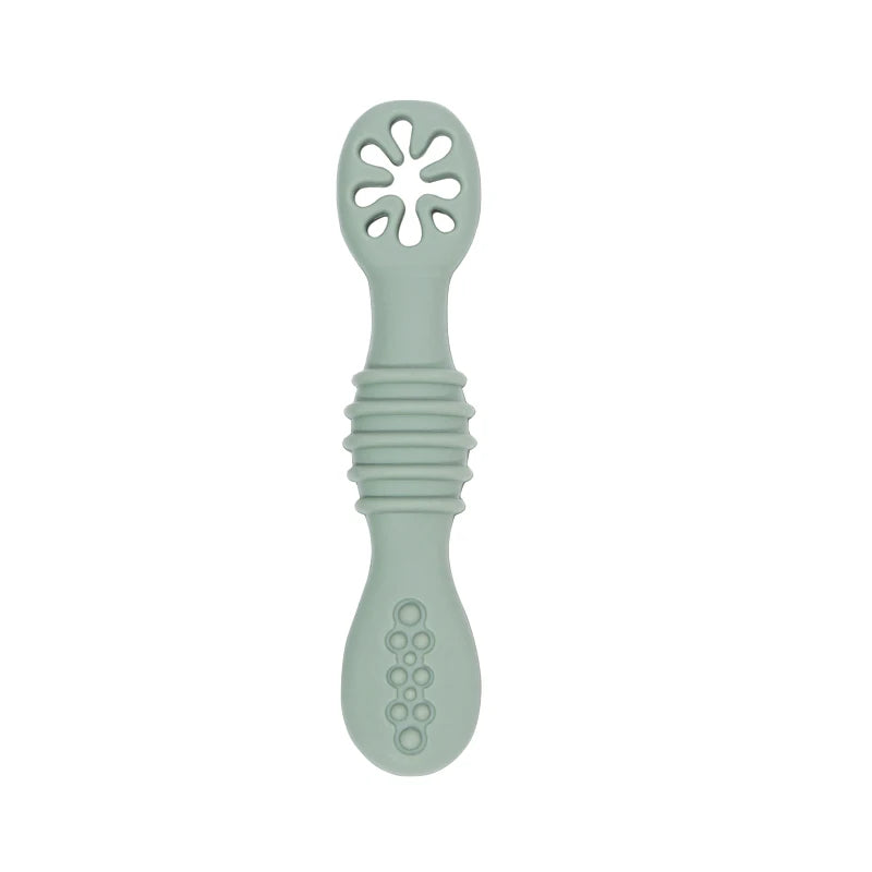 Baby Silicone Grinding Training Spoon Feeding Complementary Food Rice Paste Double Headed Soft Spoon Sticky Licking Rod
